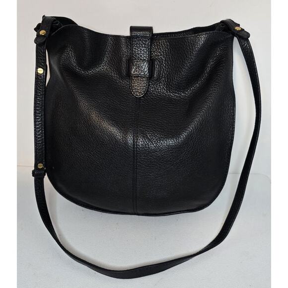 Banana Republic Handbags - BANANA REPUBLIC Tab Close Crossbody/ Shoulder Bag Purse Pebble Black Leather